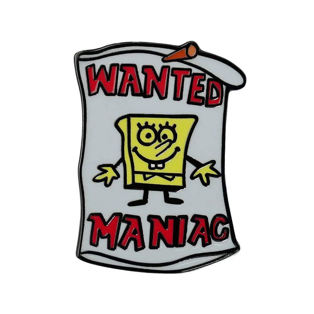 Wanted Maniac Emaille Pin Lustiges Poster Abzeichen Niedliche Cartoon Charakter Anstecknadel Neuheit Zubehör