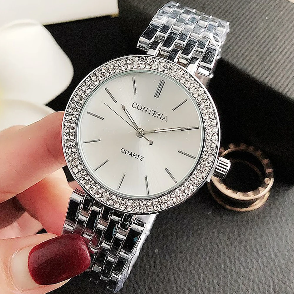 Luxury Rhinestone Watch Top Brand Women Watches Fashion Gold Women's Watches Stainless Steel Ladies Watch Clock Gifts for Women 3