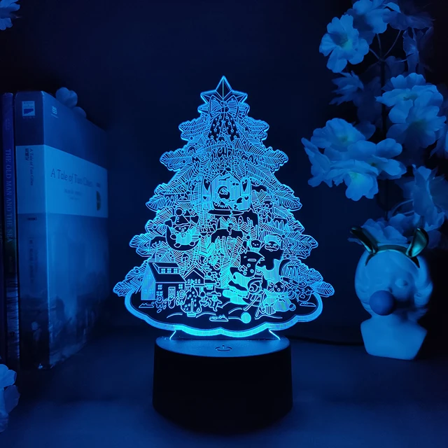 Merry Christmas Tree 3D Hologram Light Santa Clause Home Decor Vivid  Christmas Decoration Tree Ornaments RGB