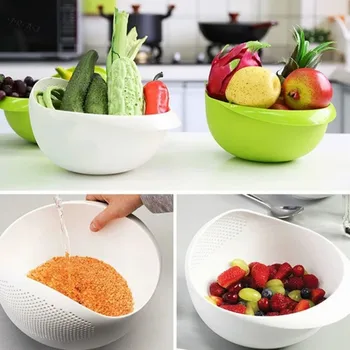 Plastic Colander Rice & Fruit Bowl with Handle 1