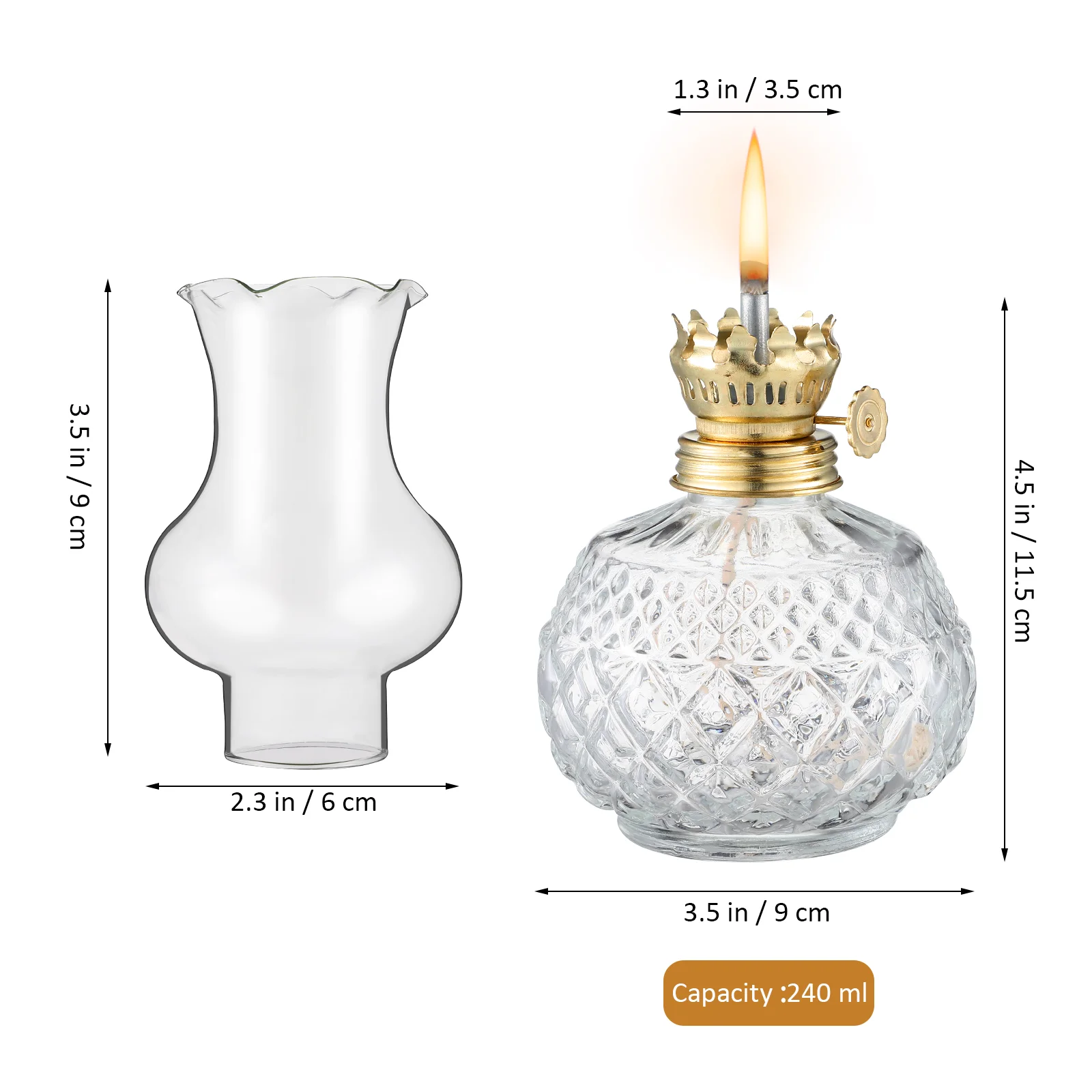 Oil Lamp Indoor Kerosene Glass Vintage Oil-burning Lantern Retro Table Goblincore Room Decor Ir