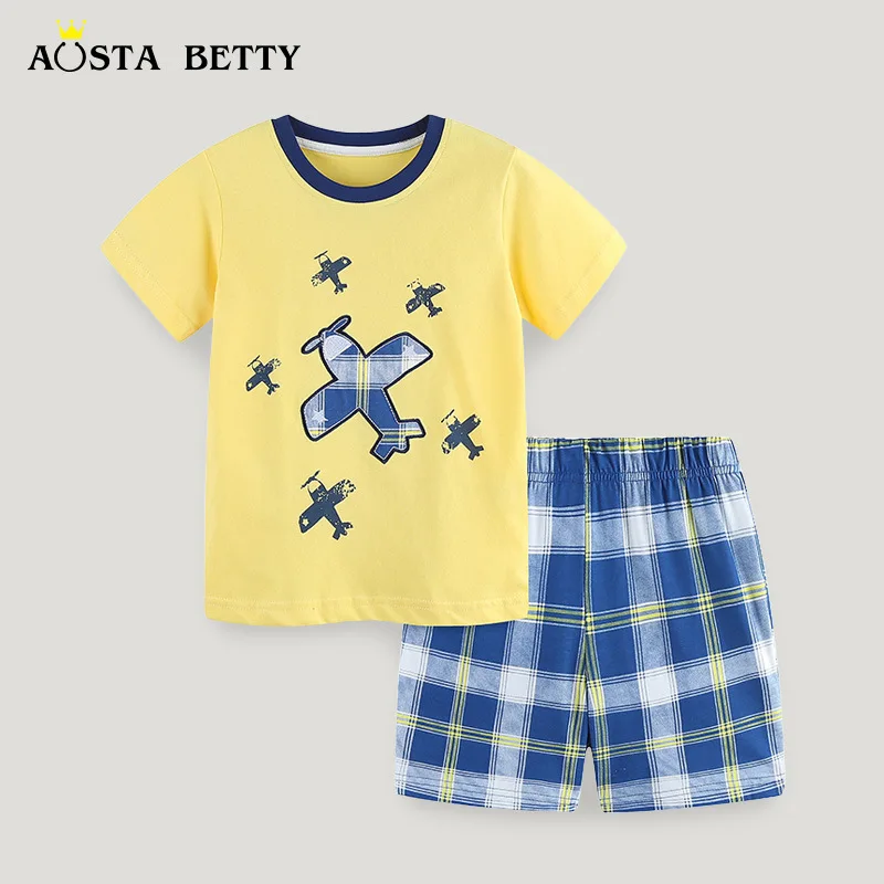 

24Summer BoysTT-shirt and Shorts Two-Piece Children's Cotton Sports Suit Style Cartoon PrintTT-shirt SuitAosd