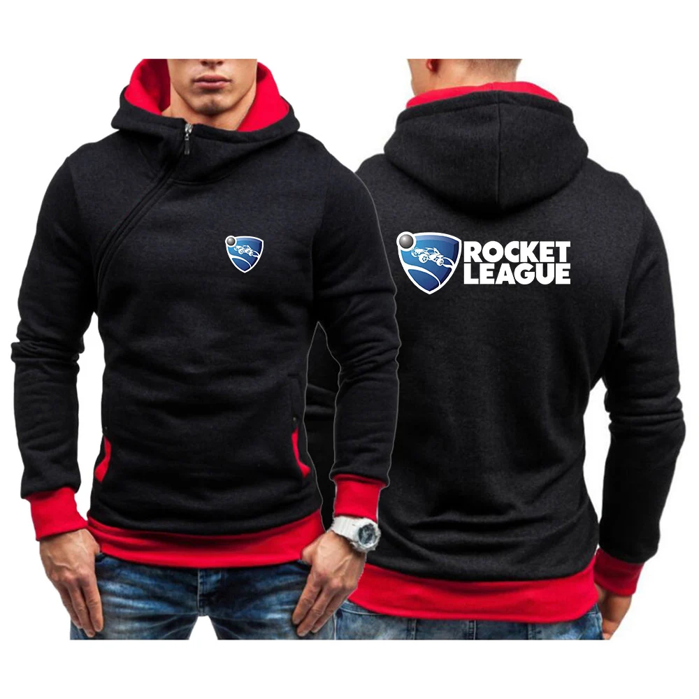 

2024 Men's New Rocket League Spring and Autumn Harajuku Fashion Printing Comfortable Five-color Sweater Slant Zipper Hooded Top