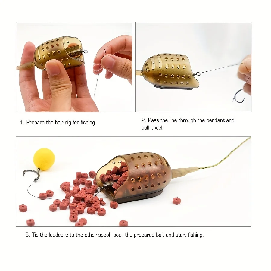 Amorçoir à pellets inline 30g 40g 50g pour pêche à la carpe et pêche au coup - feeder maggots