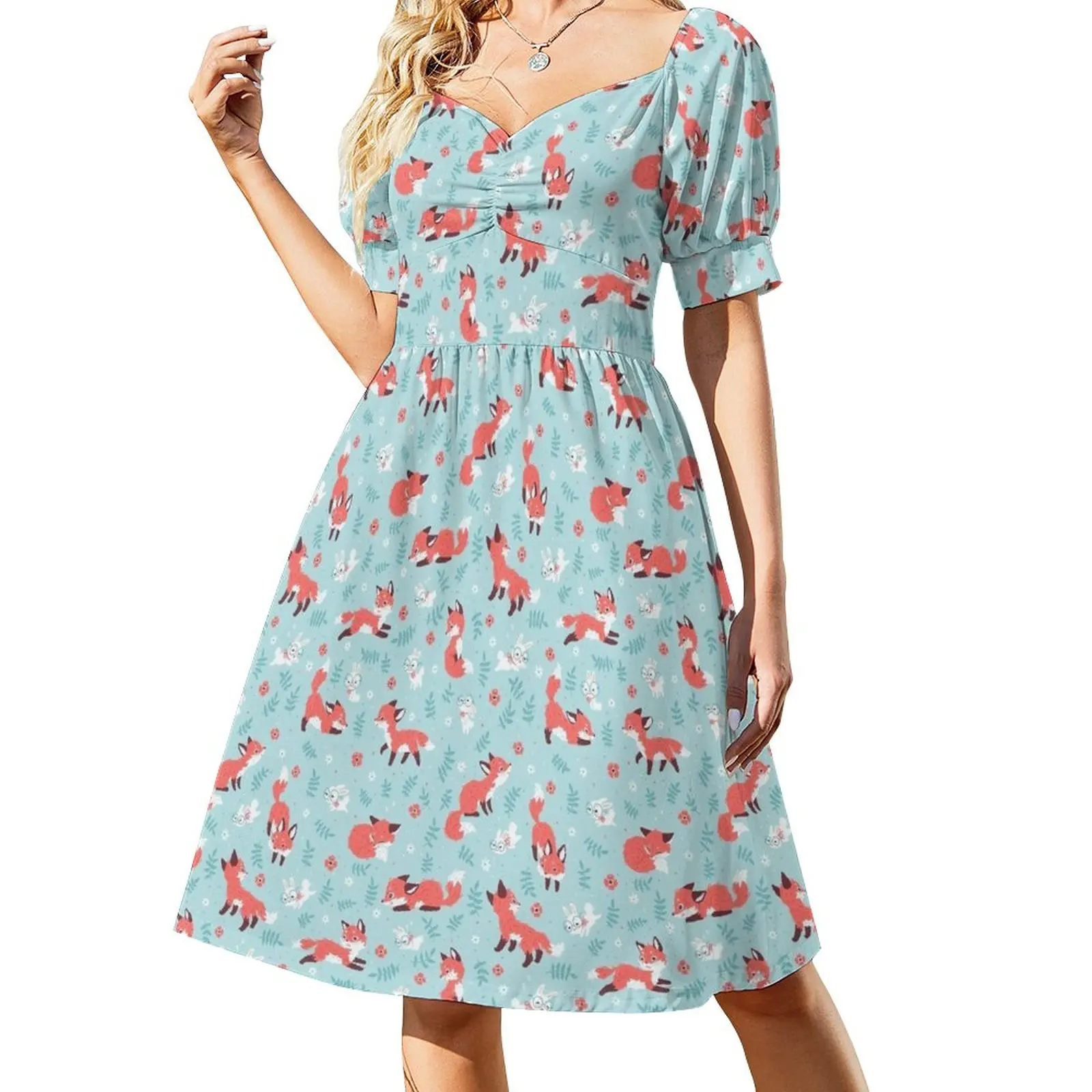 

Fox and Bunny Pattern Sleeveless Dress Party dresses sexy dress for women