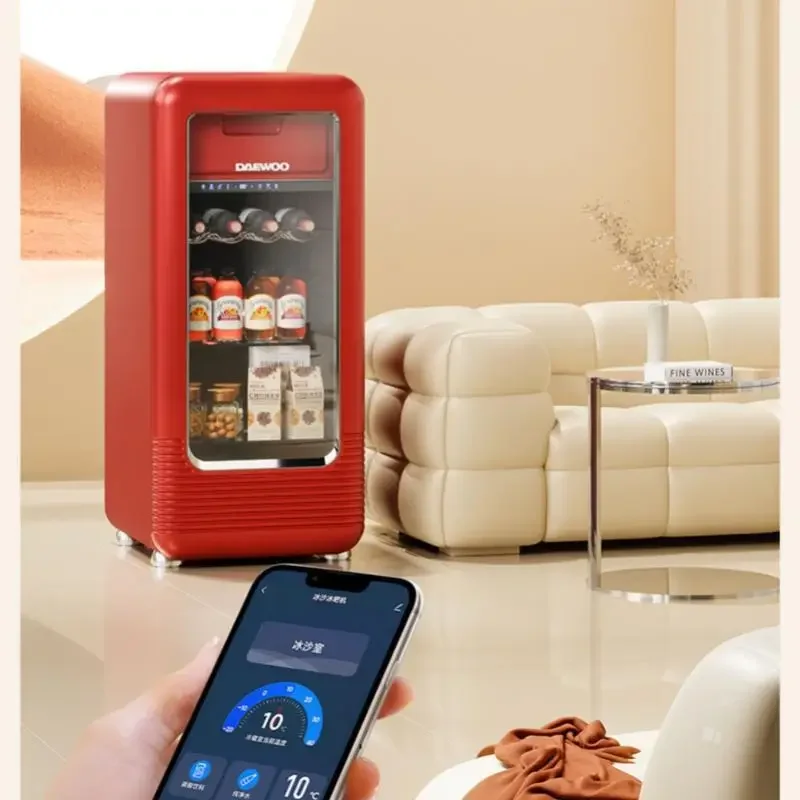 DAEWOO 143L Wine Refrigerator Retro Ultrathin Small Refrigerator Living Room Office Ice Bar 2-18&deg;C 220V 75W Wine Fridge Storage