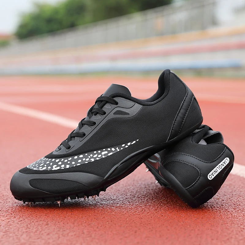 New Men Track Field Events Cleats Sprint Shoes Athlete Short Spikes Running Sneakers Training Racing Sport Shoes Size 36-45