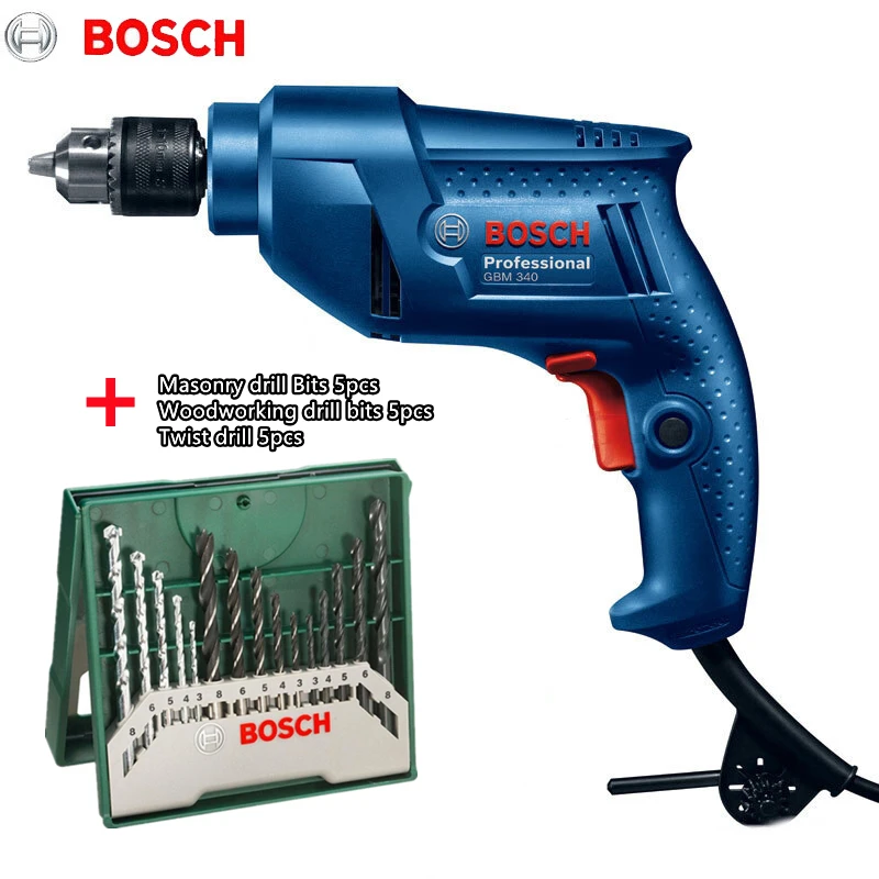 BOSCH Hand Electric Screwdriver Drill Household Multi-Function GBM340 220V DIY Woodworking Steel Hole Drill Original Power Tools