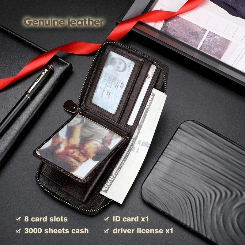 Genuine Cowhide leather wallets for men brands Luxury card
