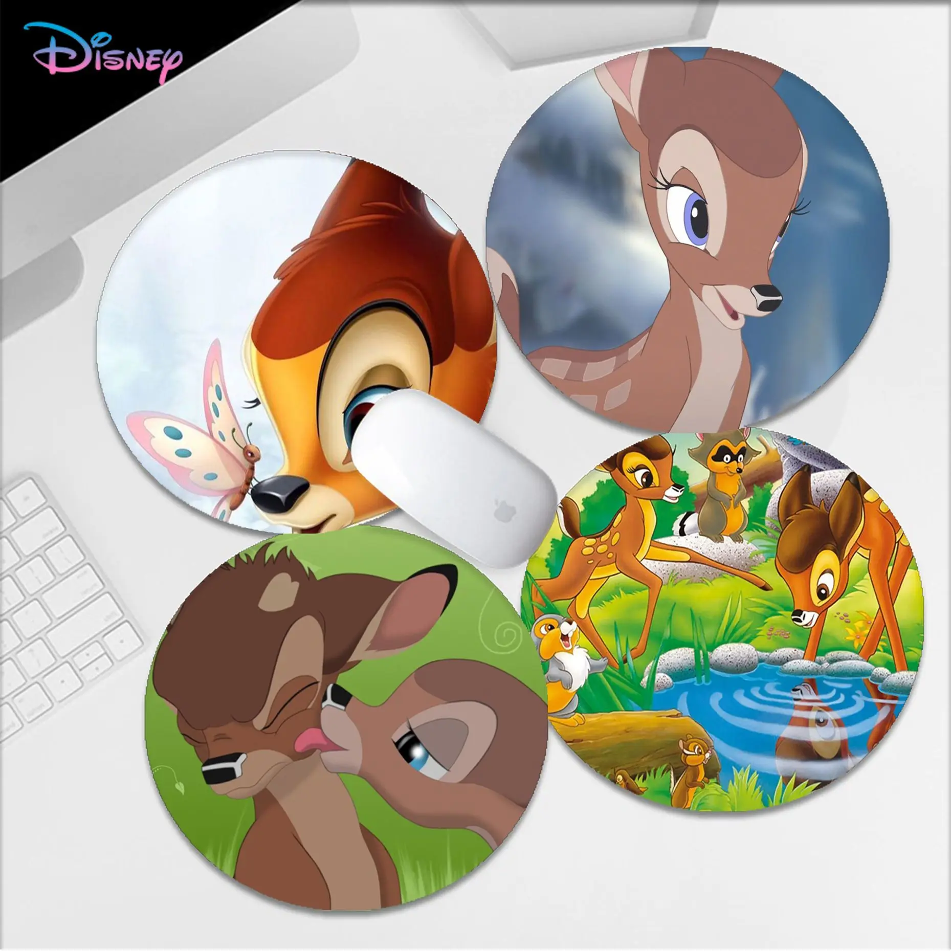 

Disney Bambi Mousepad Anti-Slip Round Cabinet Gaming Laptop Computer Desk Mat Office Mouse Pad Mouse Mat for PC Gamer Mousemat