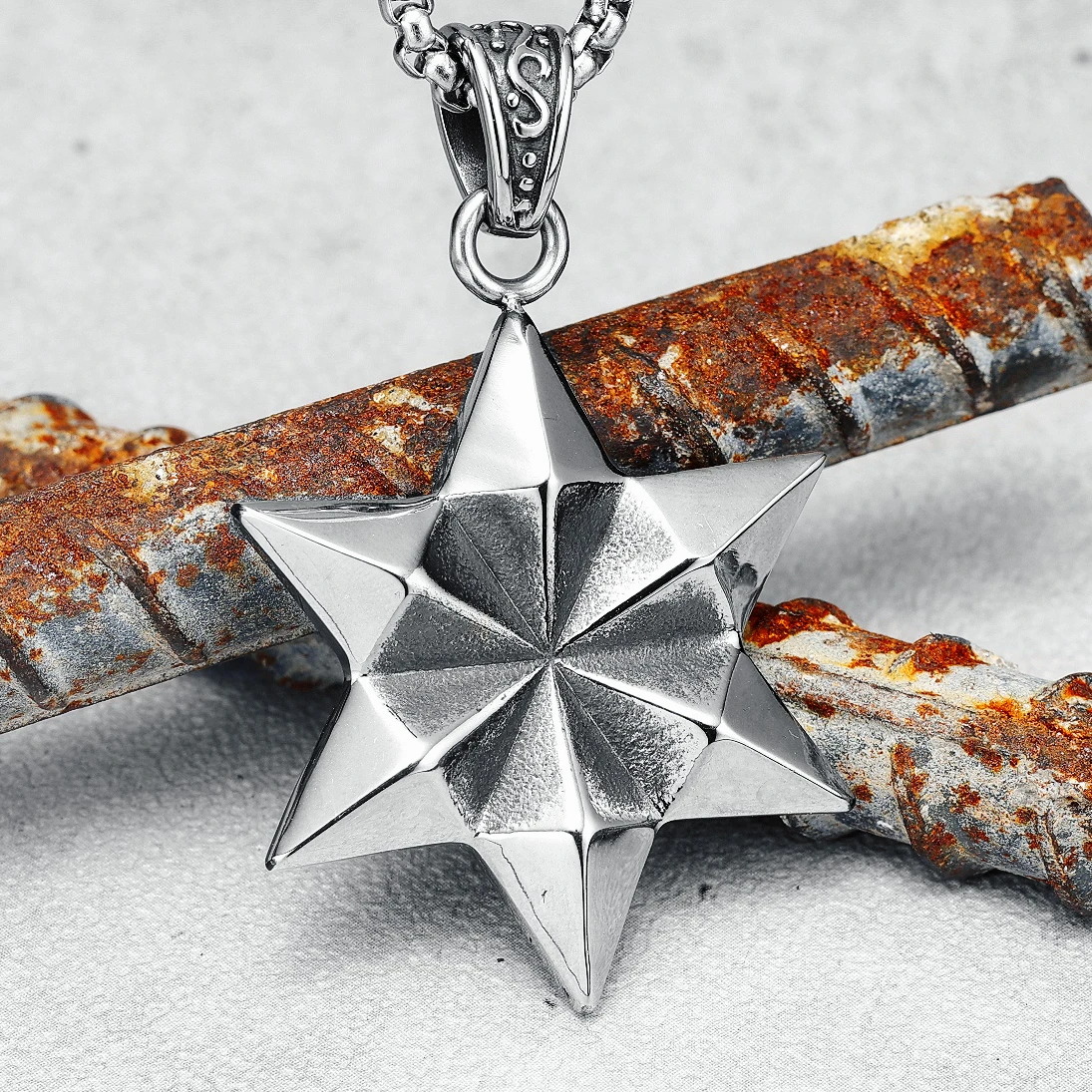 

Hexagram Men Necklace Solid Geometry 316L Stainless Steel Pendant Chain Religion Rock Punk Hip Hop for Friends Male Jewelry Gift