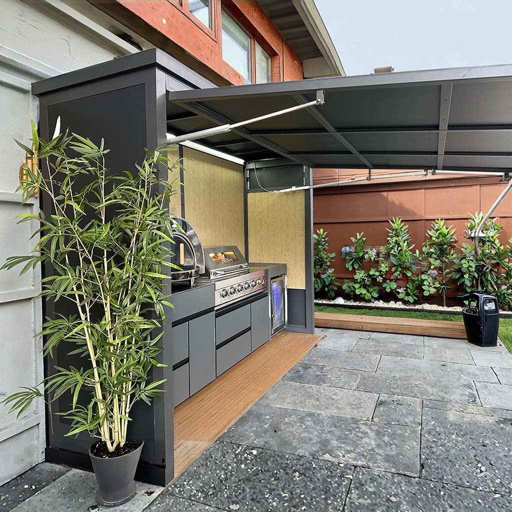 Cuisine extérieure en acier inoxydable noir, durable et conçue pour toutes les saisons 3