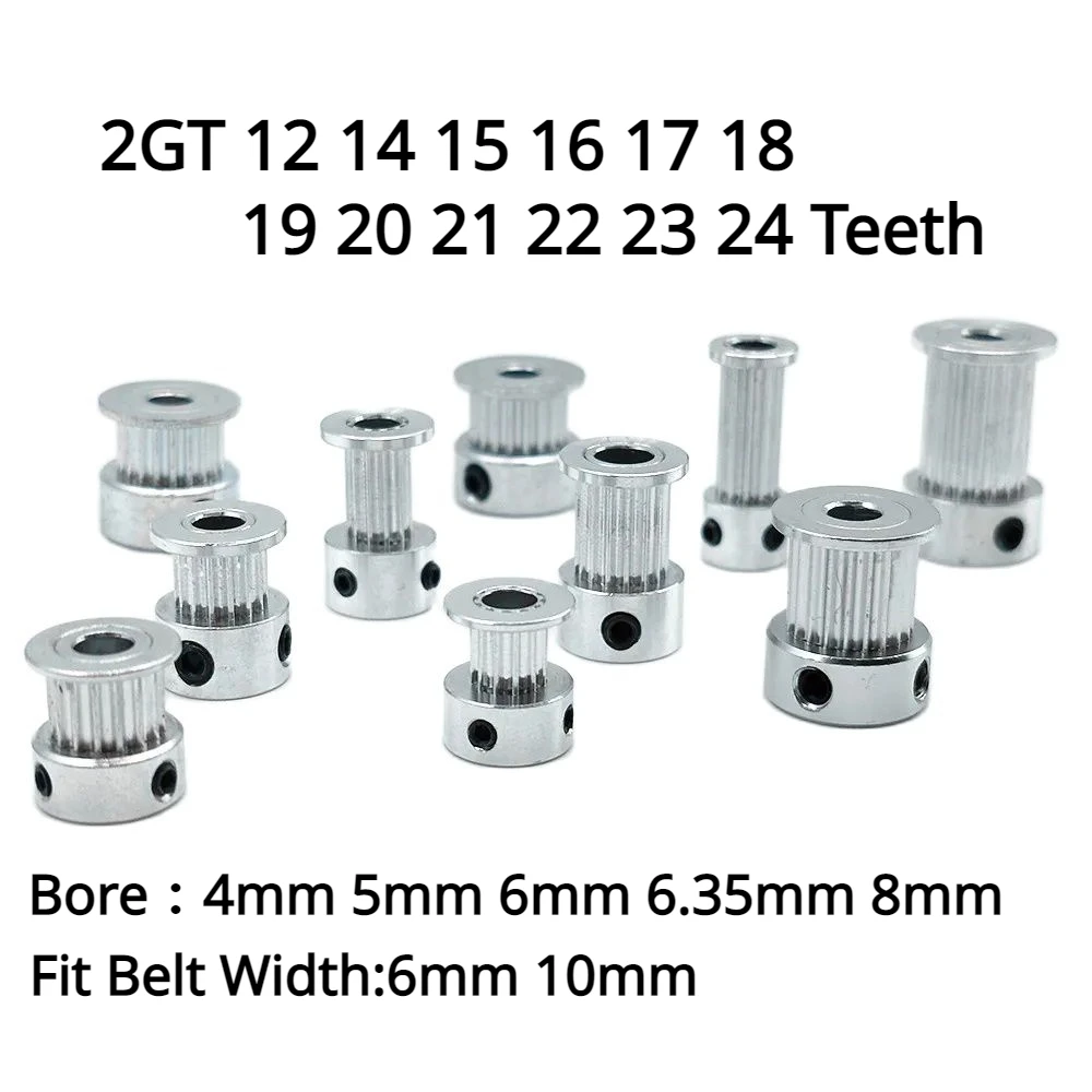 Timing Belt Pulley Belt Pulley Timing Pulley Fixed Pulley 2GT Pulley 12-24 Teeth Bore 4/5/6/6.35/8mm for Timing Belt Width 6mm 10mm 3D Printer CNC Parts fixed pulley timing belt pulley belt pulley timing pulley