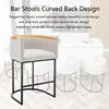 25" Counter Height Bar Stools Set of 2, Modern Bar Stool with Back, Barrel Bar Chairs with Metal Frames, Upholstered Barstools 4