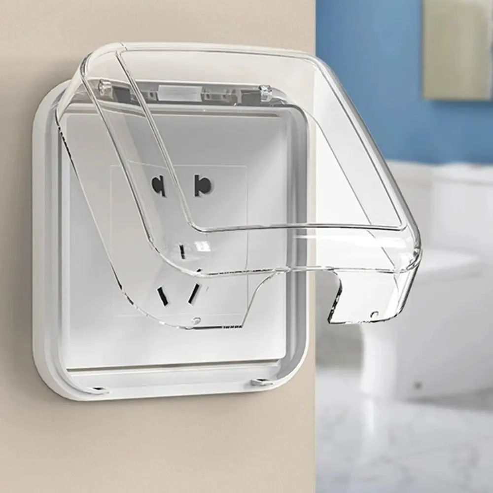 86 Type Switch Protective Cover Self-Adhesive Splash-Proof Electric Plug Cover Waterproof Power Outlet Socket Protector for Home
