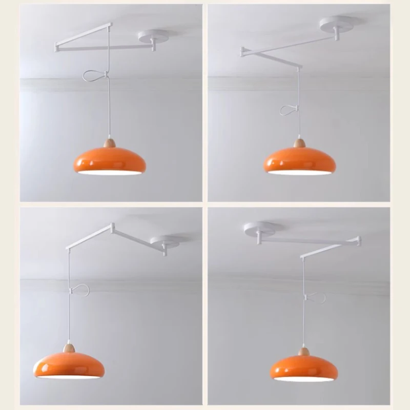 Ceiling Chandelier Long Pole Swing Arm Chandeliers Modern Adjustable Rotating Long Arm Lamp Be Shifted Folding Retractable Dining Table Chandelier