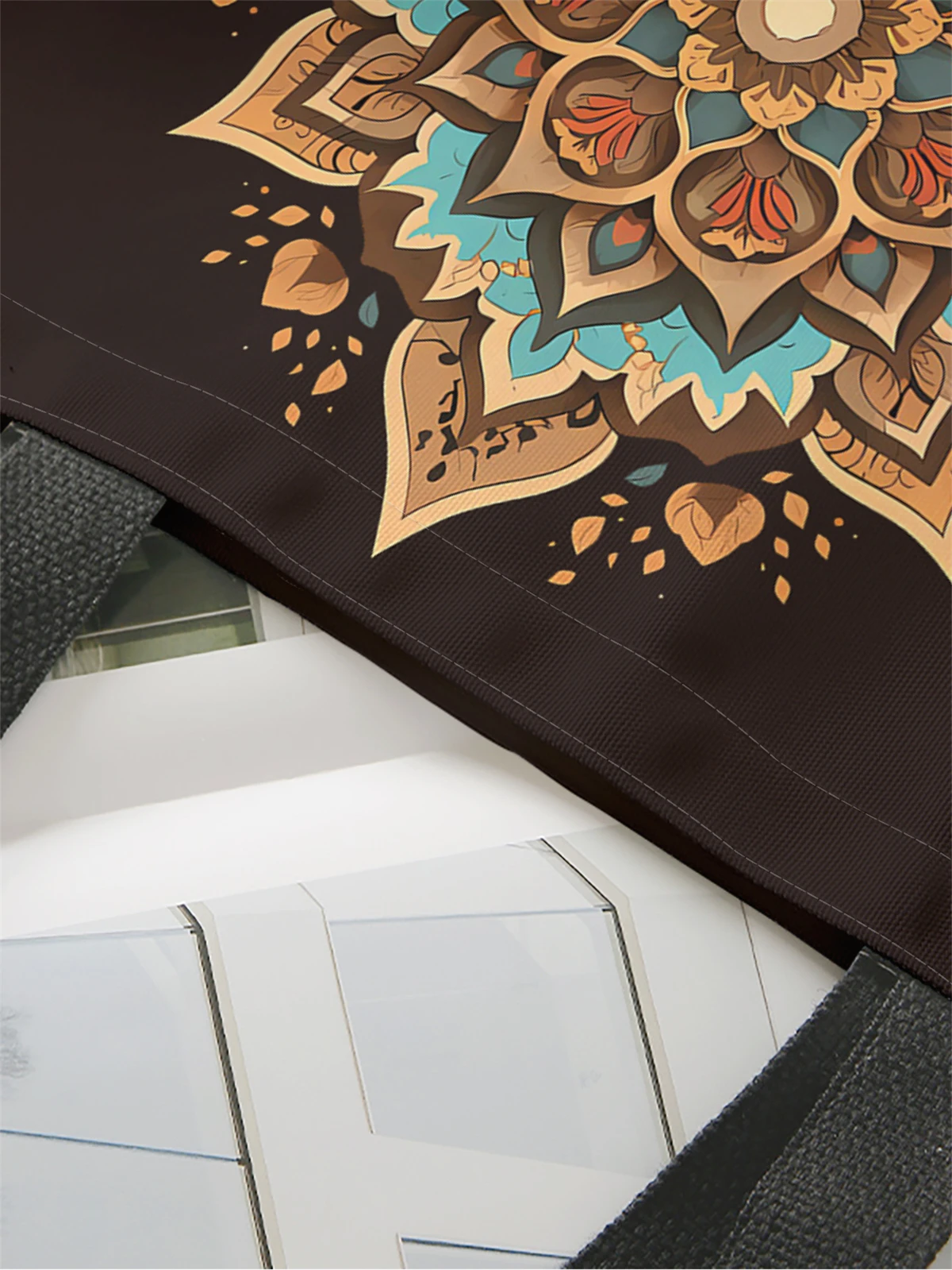 1pc,ethnic style handbag, reusable fashionable handbag, multifunctional handbag, printed canvas shopping bag