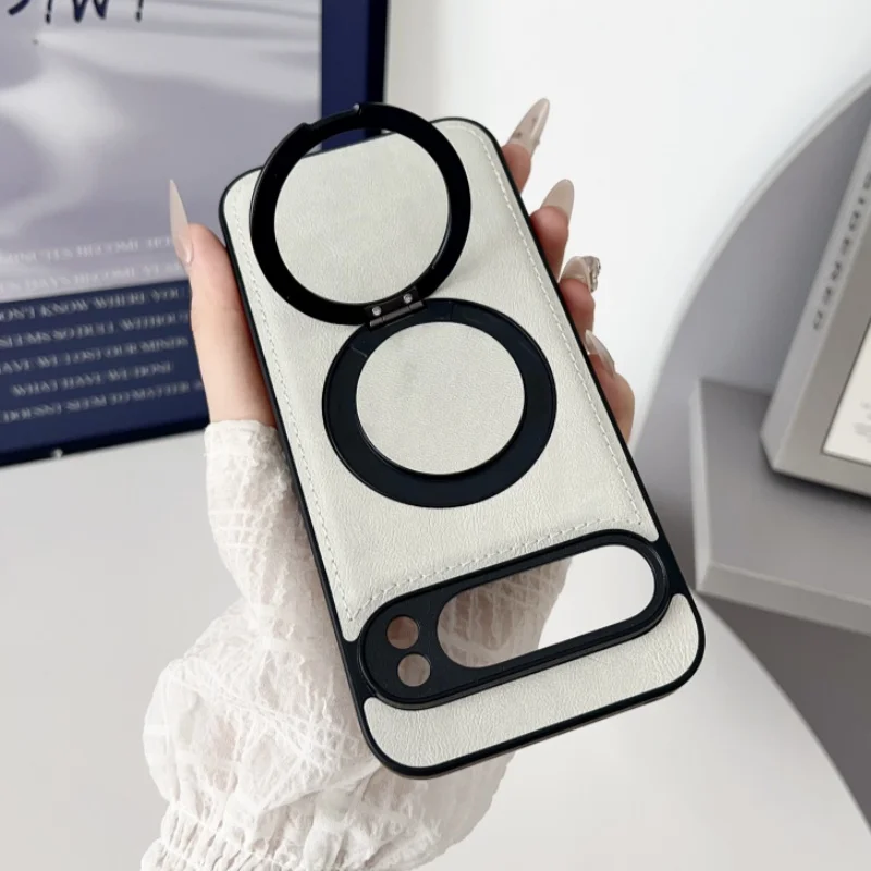 Magsafe Leather Texture Magnetic 360° Rotating Phone Case Cover