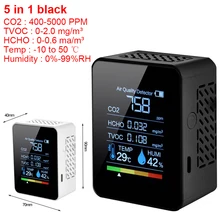  3/5/6 in1 CO2 Meter Digital Temperature Humidity Tester Carbon Dioxide TVOC HCHO Detector Air Quality Monitor co2 sensor Monitor 
