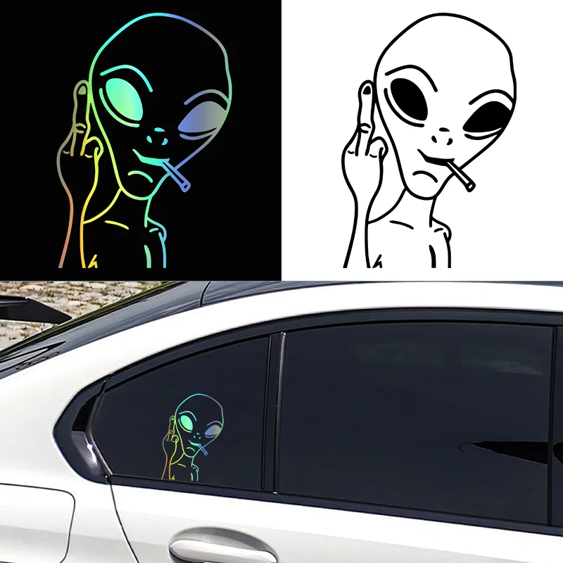 Autocollant Réfléchissant Pour Voiture - Design Alien, PVC, Améliore La Visibilité De Nuit Ou Par Mauvais Temps