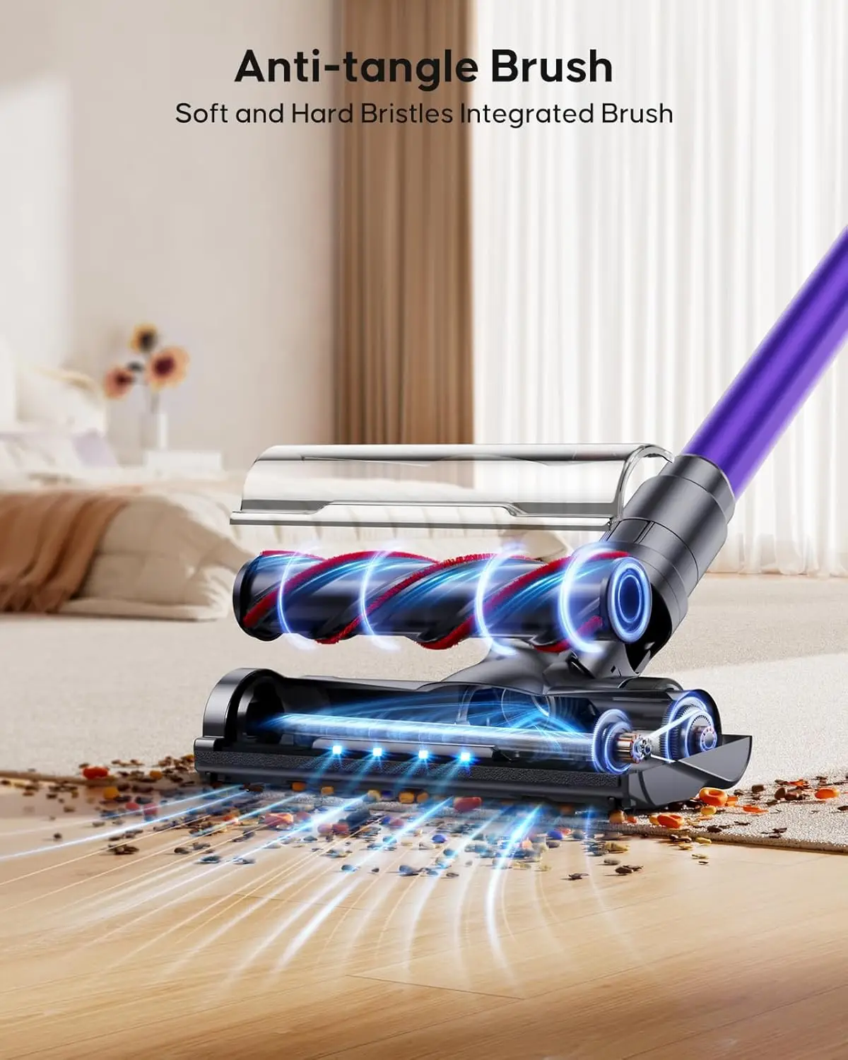 Vacuum Cleaner, 40Kpa Stick Vacuum Cleaner 450W Powerful Cleaner, Up to 55 Mins Runtime 1.5L Dust Cup Lightweight Cordles