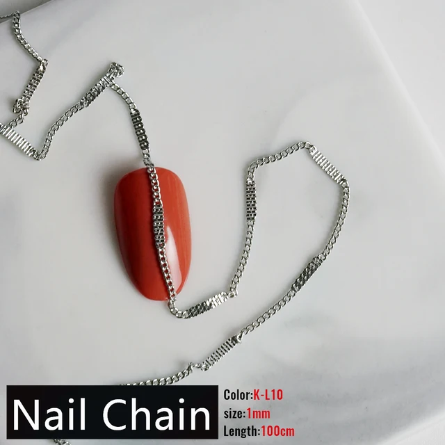 Nail Chain 0.8mm/1.0mm/50cm Rose Gold Silver Pixie Stone Decorations Accessory Metal Steel Ball Chain Nail Art Jewelry K-L10(100cm)