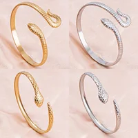 Fashion Simple Snake Shaped Open Cuff Bracelet Handcrafted Punk Stainless Steel Cuff Bangles Women Girls Birthday Jewelry Gifts 1