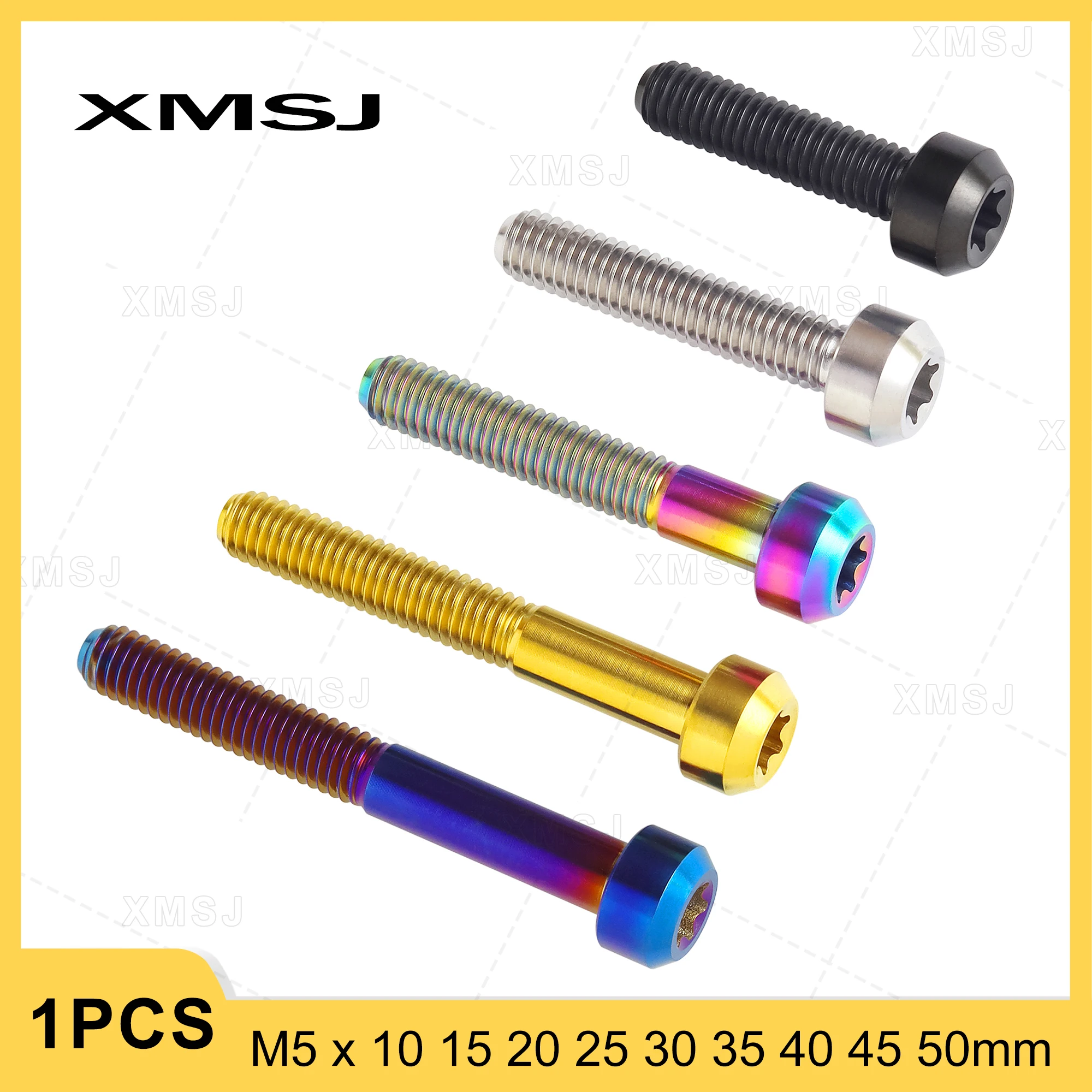 XMSJ Titanium Bolt M5x10 15 20 25 30 35 40 45 50mm T25 Torx Head for Bicycle Stem Headset Screw Motorcycle Refit Brake Fastener titanium bolts