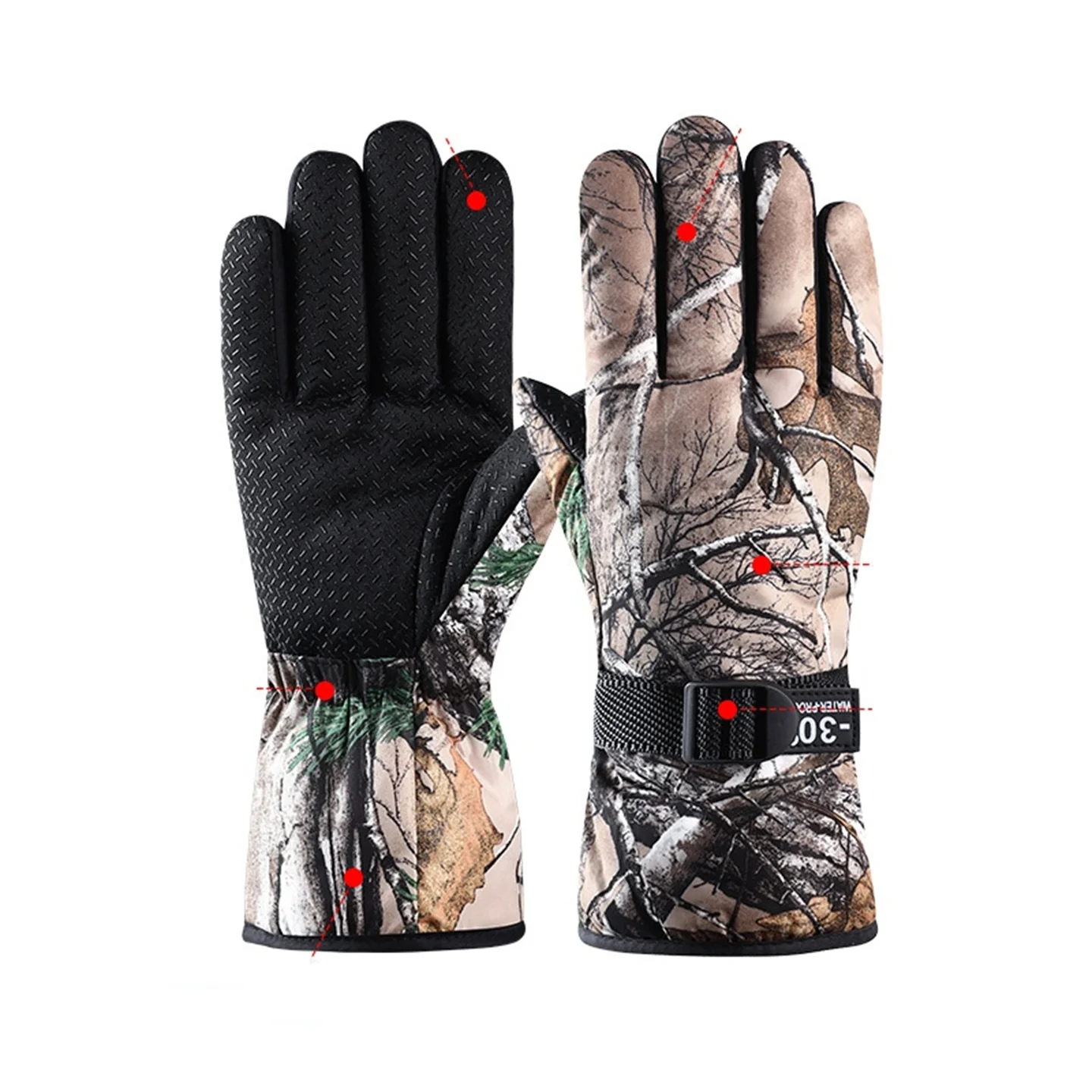 Camouflage Hunting Gloves Men Women Winter Thermal Fleece Fishing Skiing Gloves Outdoor Cycling Motorcycle Waterproof