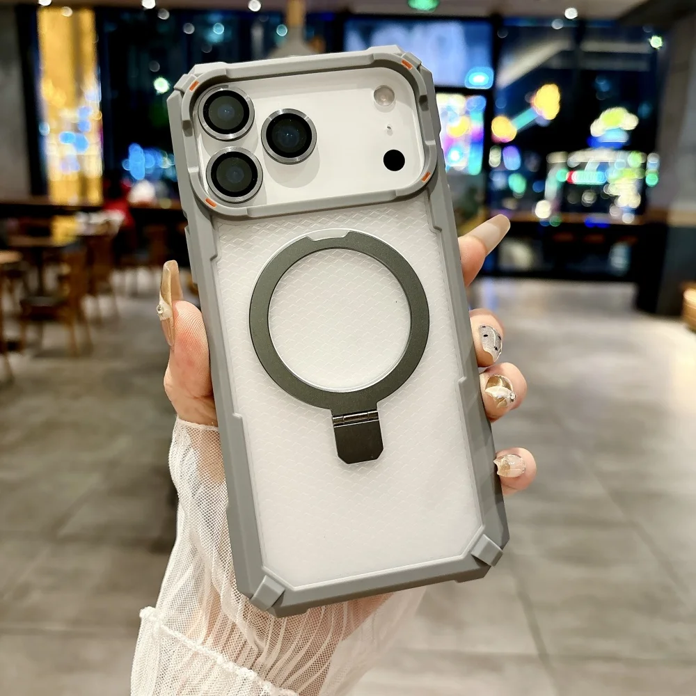 Rugged Shockproof Metal Magnetic Case with Camera Glass Ring Armor Cover