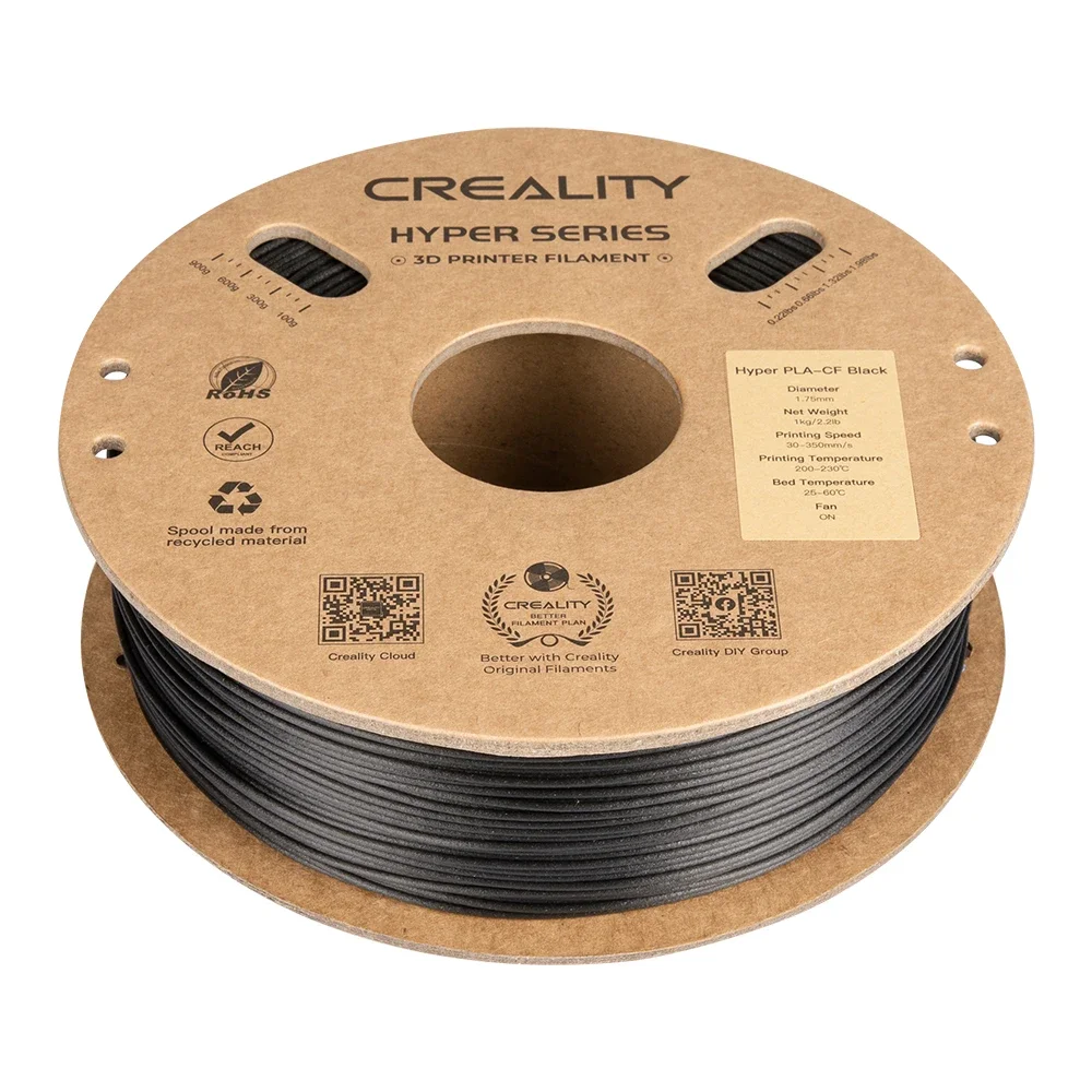 Creality 하이퍼 PLA-CF K1C K1 Max 3D 프린터 필라멘트 매트 마감, 3D 인쇄 재료 인쇄 속도 최대 300 mm/s, 1.75mm, 1kg