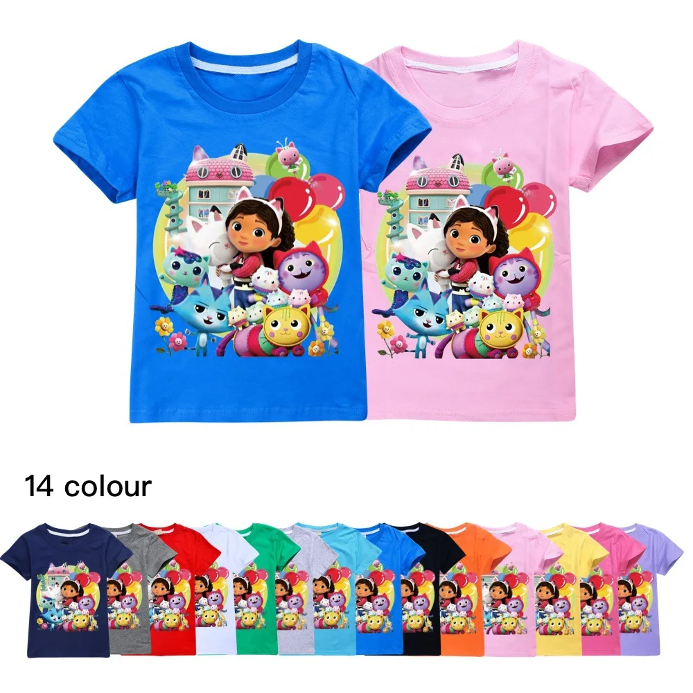 

Gabby Cats Children's 100% T-Shirts Gabbys Doll House Casual Family Clothing Set Boy's & Girl's Fashion Tops Tees Kids For 2-16Y
