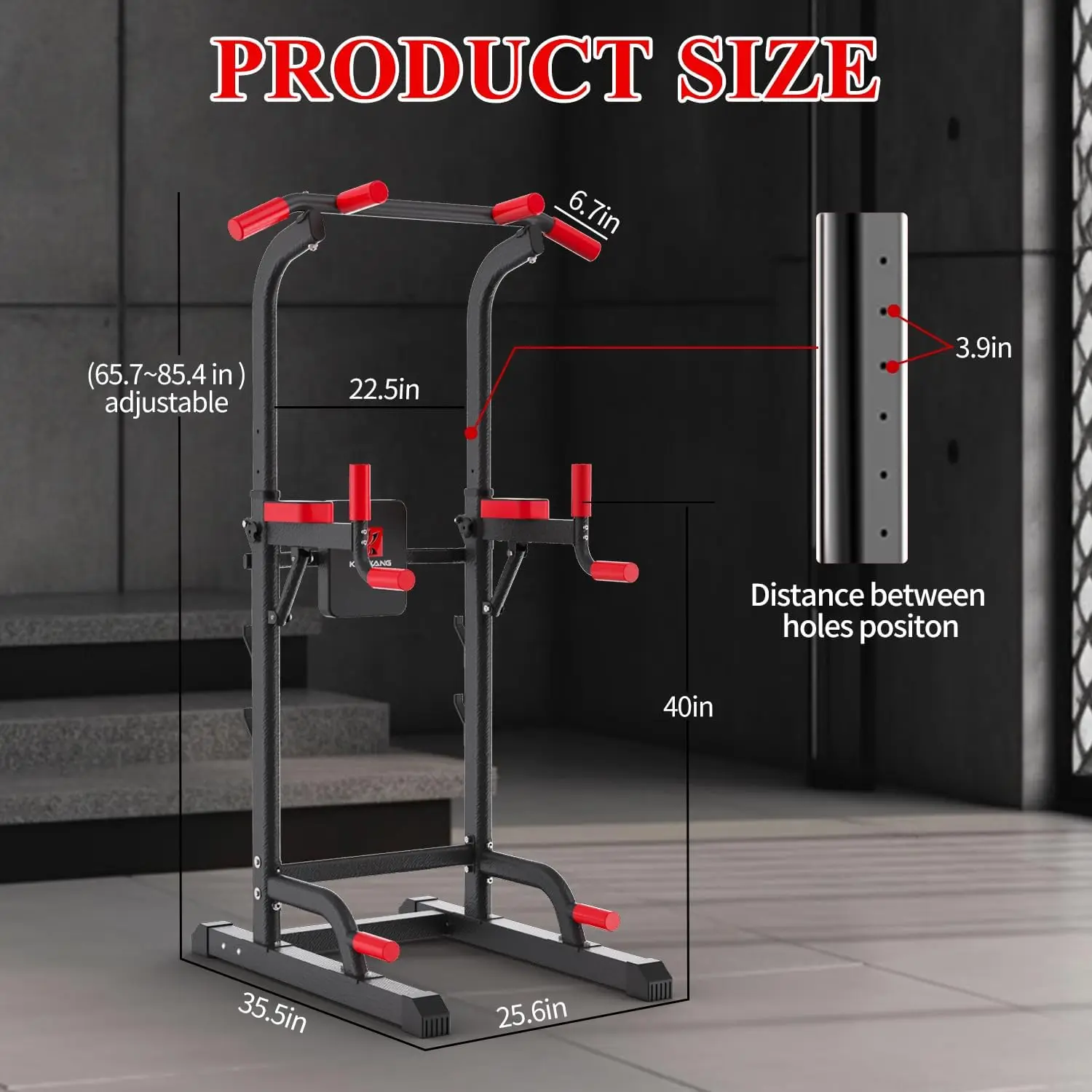 Tower Dip Station, Pull Up Bar Station & Multi-Function Gym Equipment For Home Strength Training Adujustable Height Up to