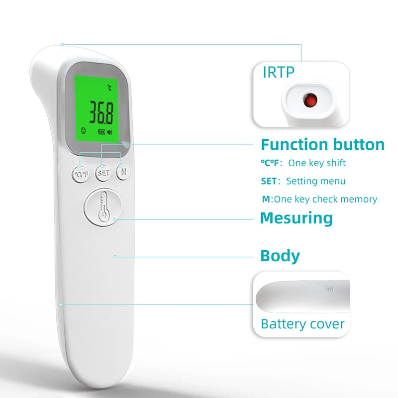 Digital Thermometer Digital Forehead Thermometer Electronic Contactless Clinical Accuracy Non-contact Body Temperature Meter Fever For Adult Child
