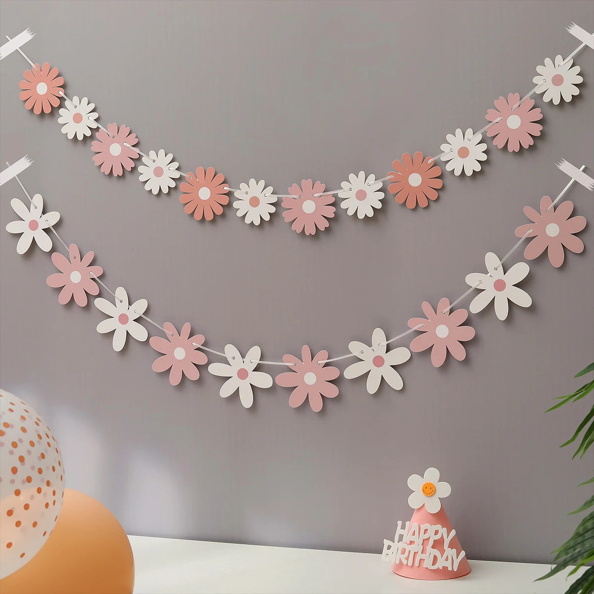 Gradient daisy flower pull flower birthday party scene decoration pull flag party decorations