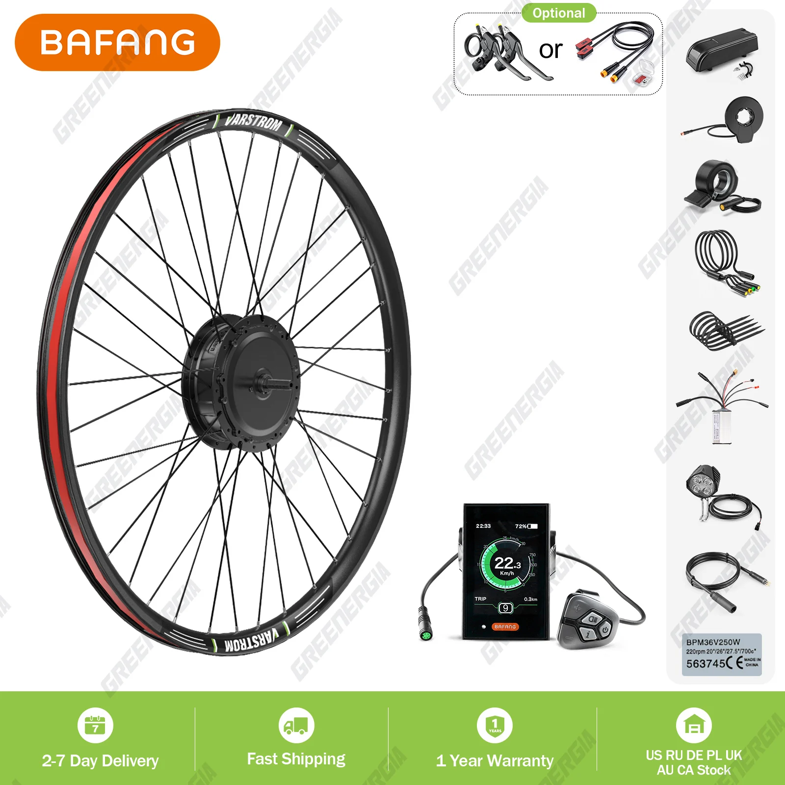bafang 電動ホイール　36v-48v Bafang-電動自転車電動キット,フロントおよびリアハブモーター,26