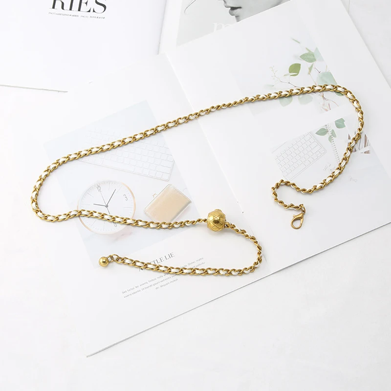 Elegant Golden Metal Chain Belt - Luxury Waist Accessory