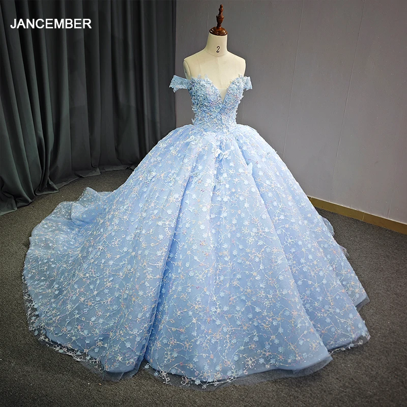 

Jancember Wholesale Customization Quinceanera Dresses 2024 Organza Ball Gown V-neck Cap sleeve Appliques Lace Up Bar Mitzvah