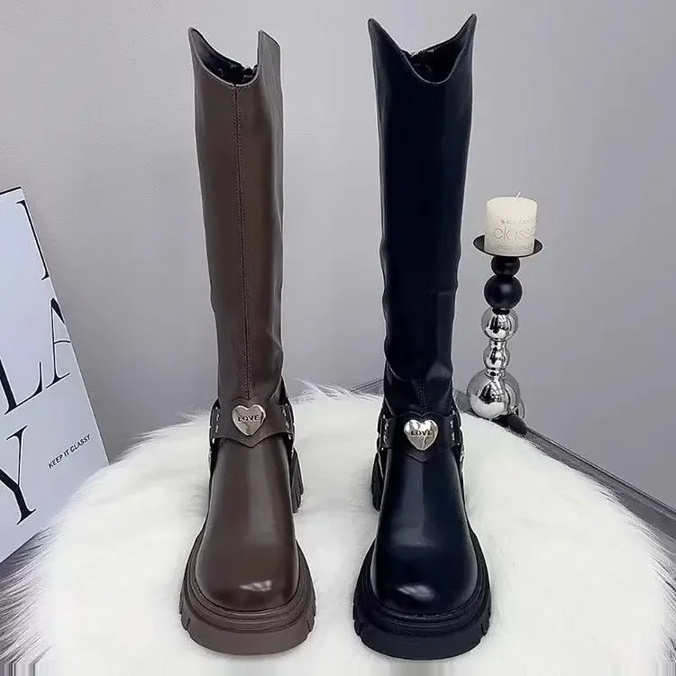 Women's High Tube Long Boots Real Sheepskin Fur Integrated Fleece-lined Thickened