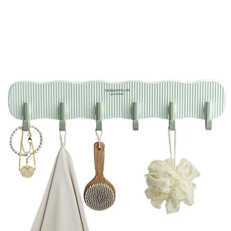 

Вешалка для пальто, настенная клейкая вешалка с 6 крючками, крючки для халата для прихожей, ванной, гостиной, спальни, одежды, шляп, полотенец