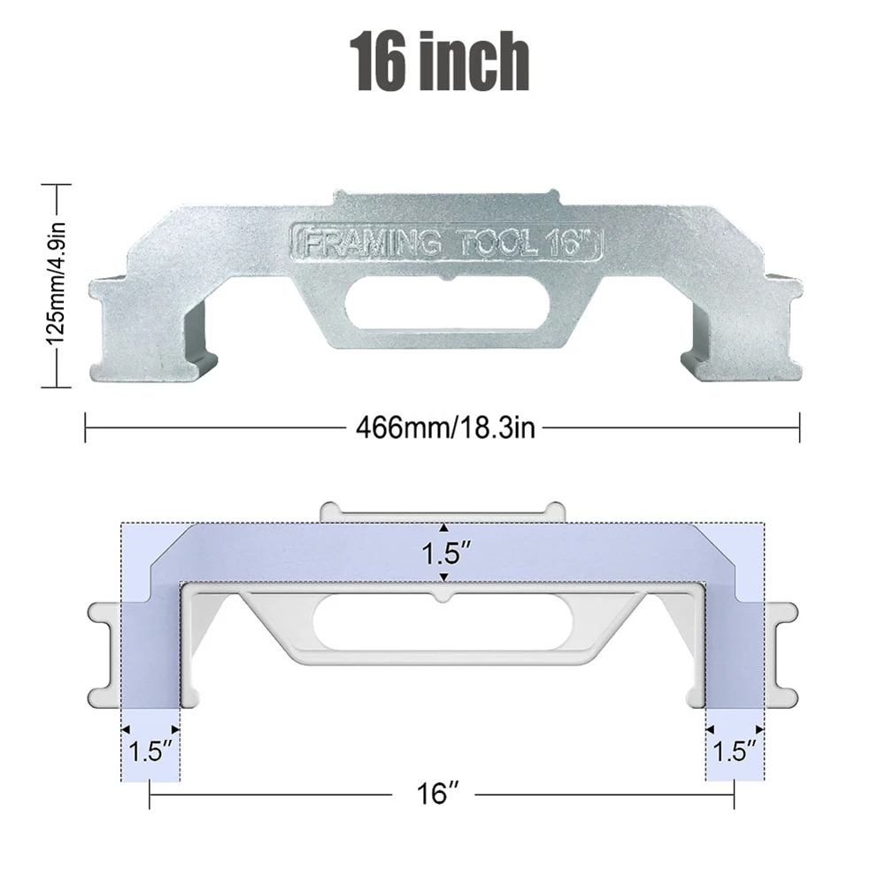 12/16 Inch On-Center Stud Layout Tool Accurate Wall Stud Framing Tool  Aluminum Wall Measurement Framing Jig for Framing Wall