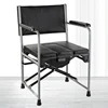 AntiRollover Commode Chair: Folding Disability Stool Elderly Bath Seat Leather Cushion Toilet NonSlip Support. 1