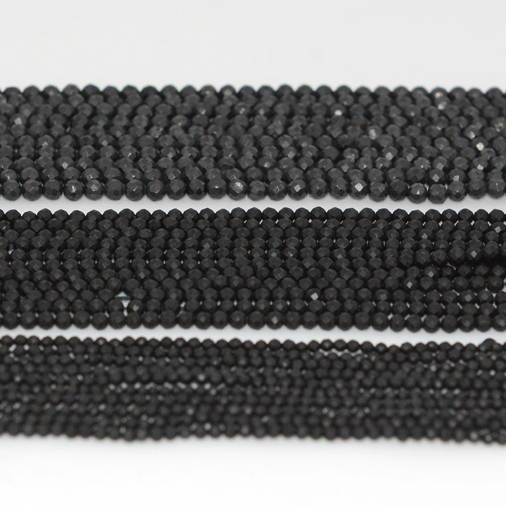 Natural Genuine Shungite Faceted Round Beads 2mm/3mm/4mm, Surface Not Bright ,For Jewelry Making Natural Gemstones DIY Necklace 2
