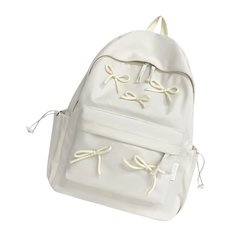 Large Capacity Backpack Student School Backpack Lovely Bows Backpack Fashion Laptop Backpack Solid Color Travel Backpack 2