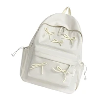 Large Capacity Backpack Student School Backpack Lovely Bows Backpack Fashion Laptop Backpack Solid Color Travel Backpack 2