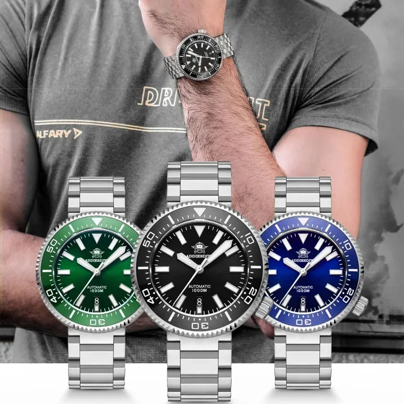ADDIESDIVE 1000m Diving Automatic Mechanical Watch Sapphire Crystal Luminous Wristwatches Stainless Steel Luminous Male Watches