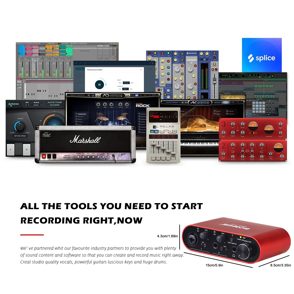 Audio Interface 3rd-generation USB high-end audio interface, suitable for guitarists and producers-hi-fi, studio quality recording