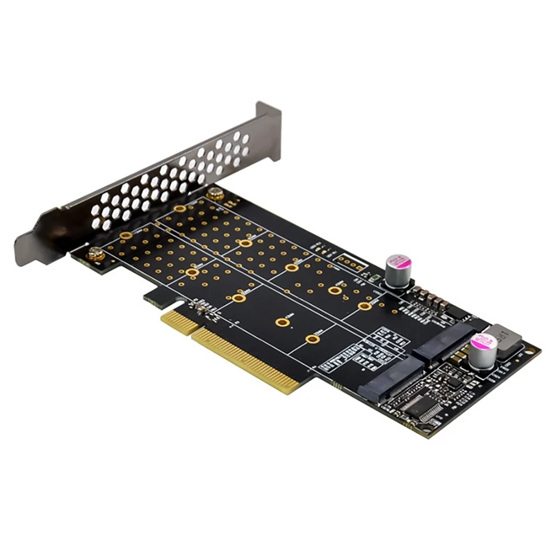 

PCI-E X8 двухканальная M.2 Nvme SSD Улучшенная Плата расширения M.2 M интерфейс карта адаптера твердотельного накопителя