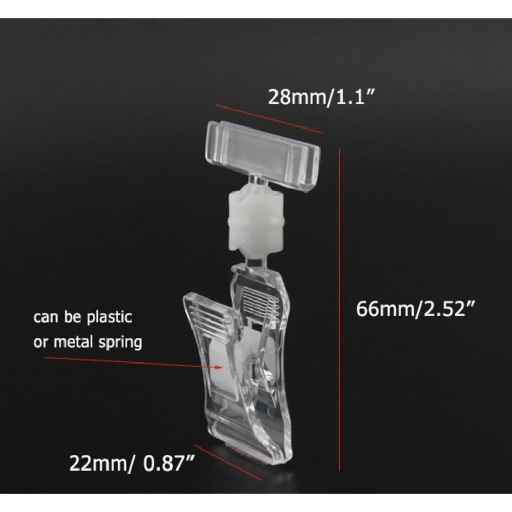 Small Merchandise Plastic Adjustable Label Holder Stand Pop Clamp Display Clips Rotating Swivel Sign Tag For Shelf Tag Card