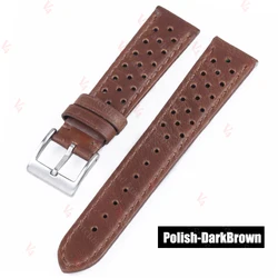 Premium Vintage Calfskin Leather Watch Band - Breathable Sport Bracelet Accessory - 18mm (Dark Brown)